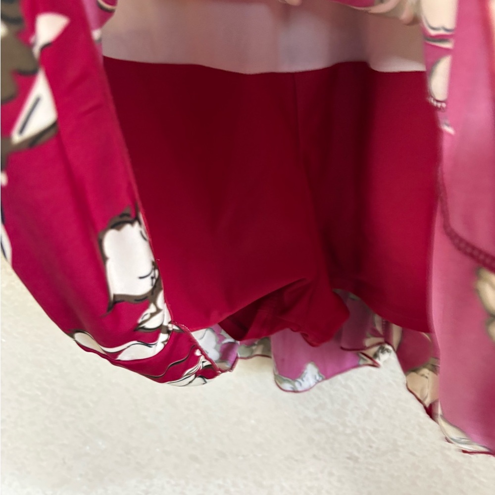 Boutique Floral Red & Cream Fit-and-Flare Swimsuit with Built in Shorts Size XL - Picture 6 of 15